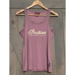 Y2K Indian Motorcycle lace trim cami tank top womens M fairy coquette whimsy